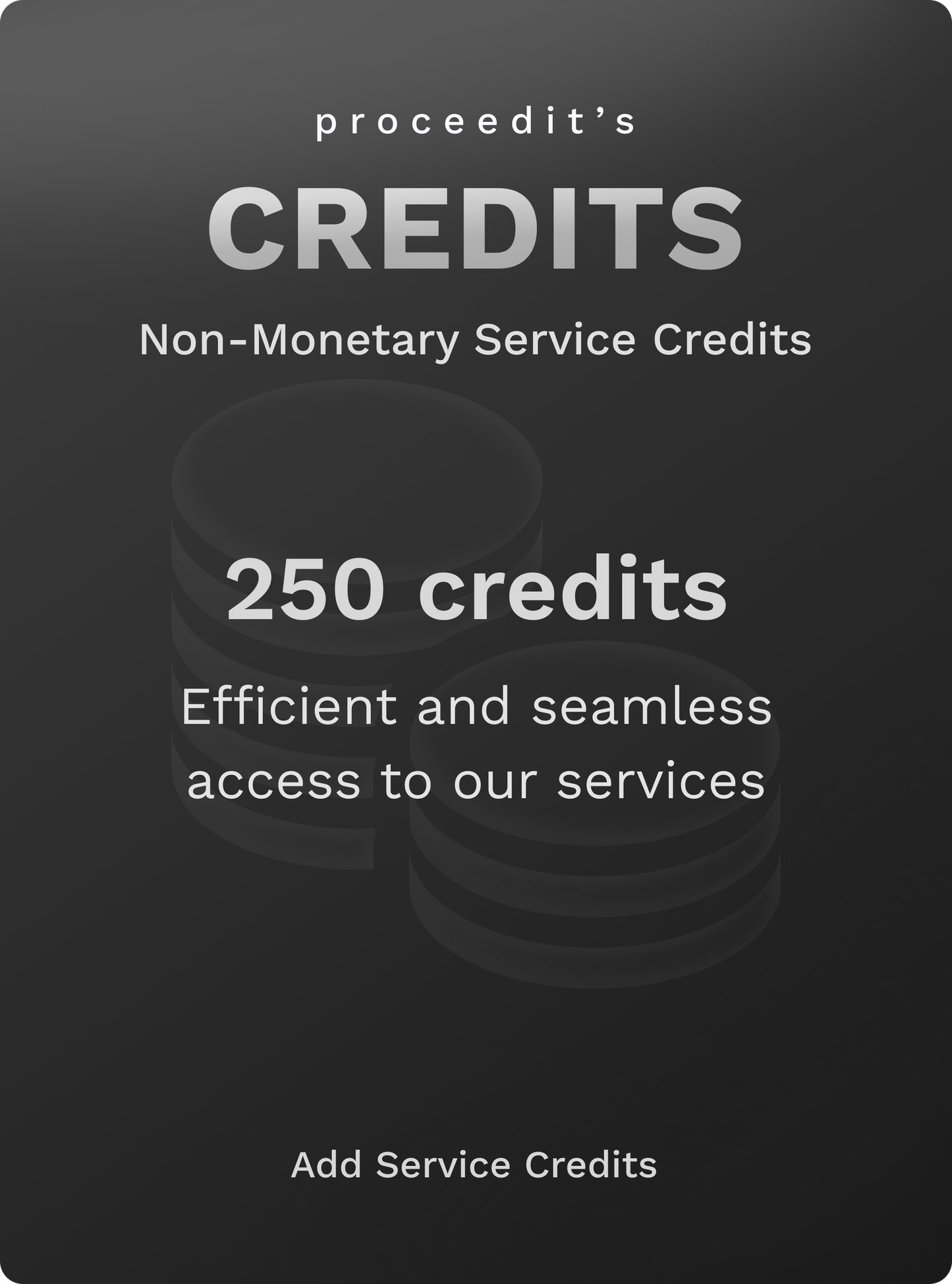 Credits > 250 proceedit Credits pack